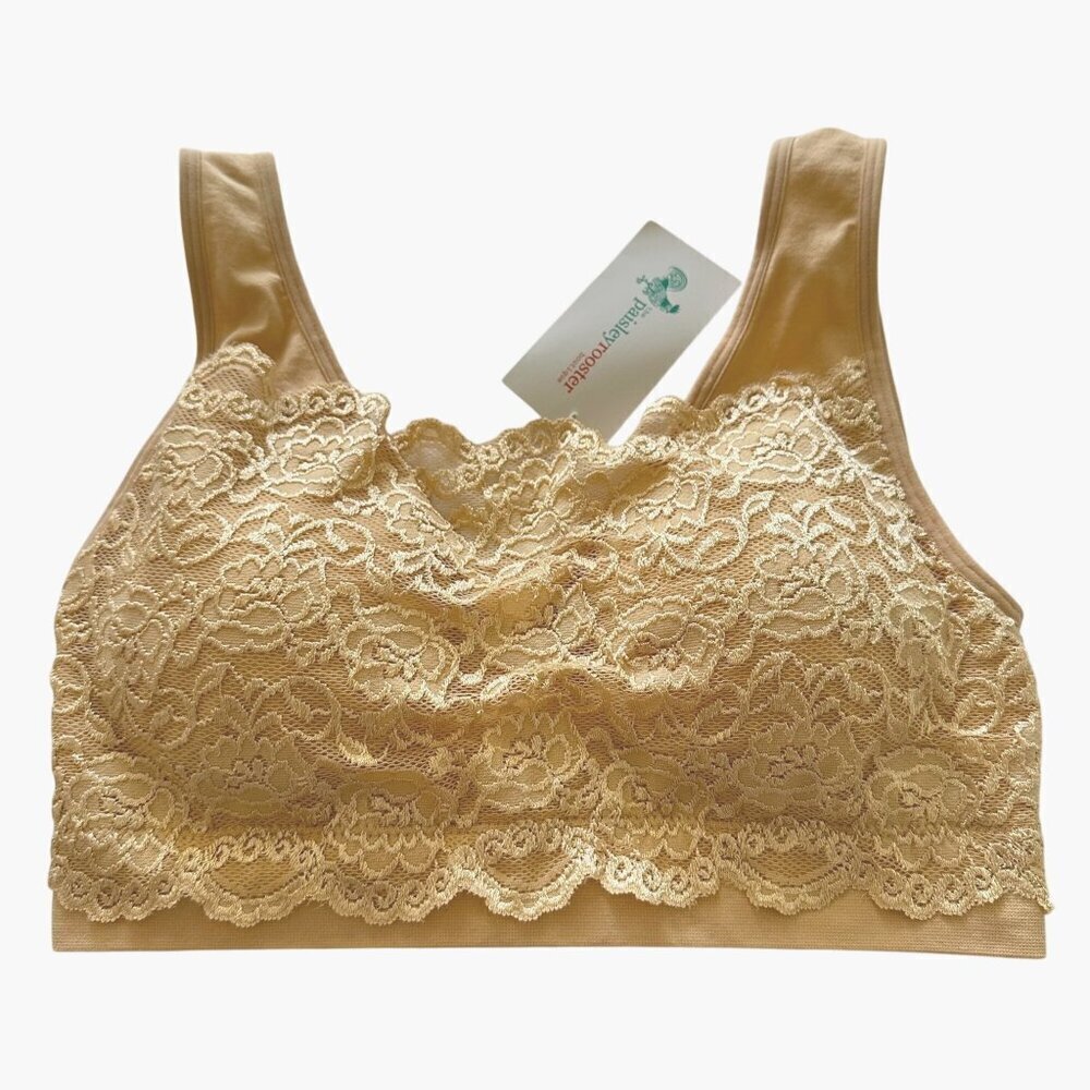 Taupe Lace Sports Bralette L Zenana Outfitters Lightweight Comfortable Fit Bra - Picture 7 of 9